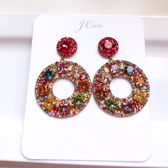 J. Crew Jewelry - J.CREW RAINBOW CRYSTAL COCKTAIL EARRINGS